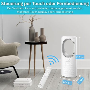 Турбовентилятор Zilan з пультом керування: Aircooler, охолоджувач повітря, підлоговий вентилятор-колона, тихий, енергоефективний, з осциляцією