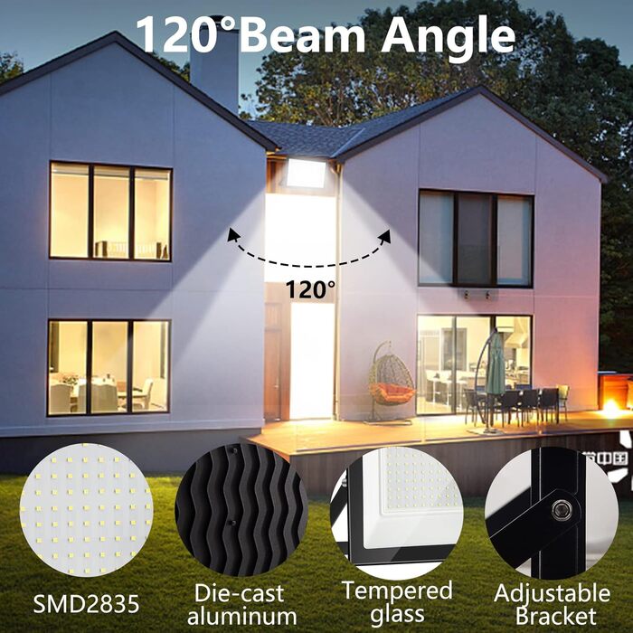 300W LED Floodlight Outdoor, IP65 Waterproof Outdoor Floodlight LED Spot 30000LM Spotlight Floodlight, Outdoor Floodlight for Backyard, Garden, Workshop, Yard, Driveway, Doors, Garage, Hallway