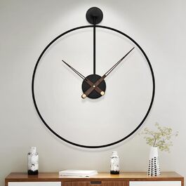 HAITANG Large Modern Living Room Clock, Black XXL Round Metal Wall Clock for Kitchen Office Bedroom, Vintage Wall Clocks, Battery Operated, Silent Clock Movement, Home Decoration, 60 cm
