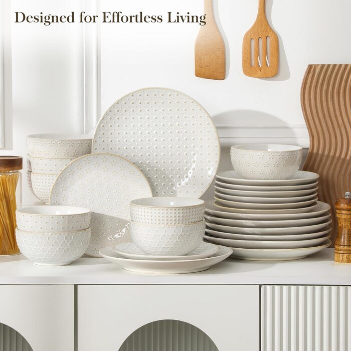 Набір кавових чашок MALACASA з блюдцем, 8 шт. (4 персони), кавовий сервіз з порцеляни, об'єм 180 мл, для кави, чаю, десертів, бежевий