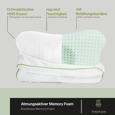 BLACKROLL® Recovery Pillow Set Jersey, orthopedic cervical pillow for the upper cervical spine made from memory foam - Made in Germany Pillow + light gray pillowcase