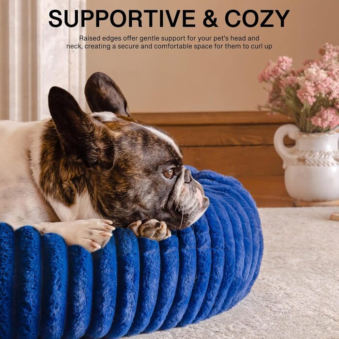 Кругле лежанка для собак MEWOOFUN, м'яке та зручне, 76x76x20 см, Marineblau (Темно-синій)