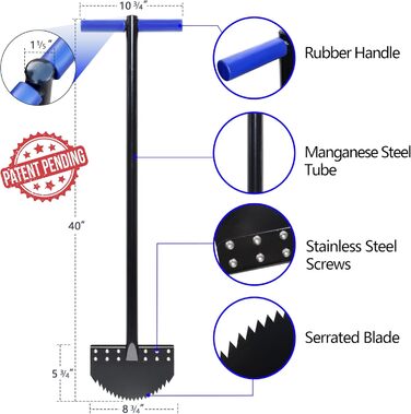 CKLT One-Piece Edge Trimmer 100cm with Spring Steel Blade Manual Lawn Edger Manganese Steel Rustproof Half-Moon Garden Tool with Rubber Grip for Landscape Maintenance