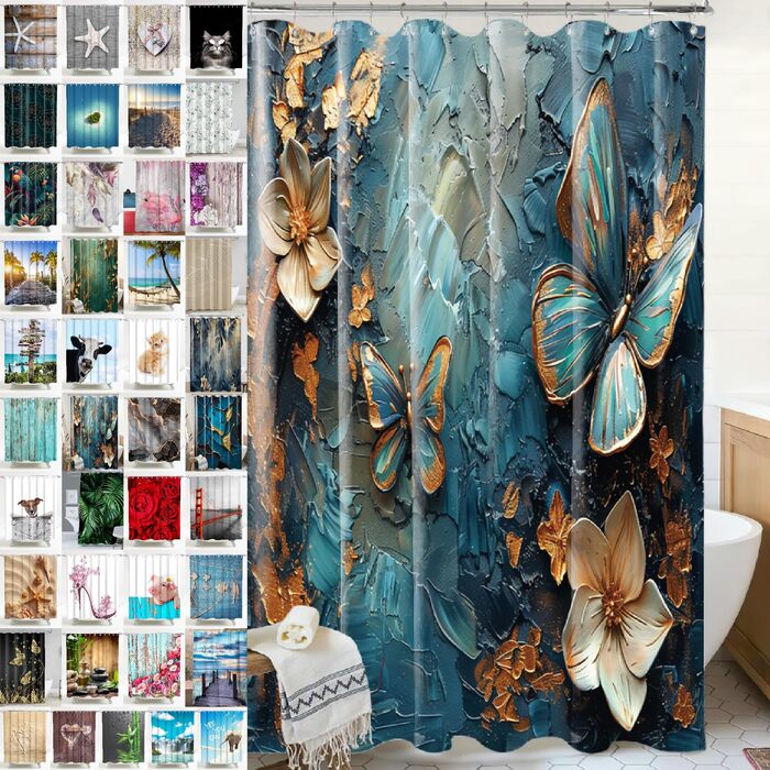 Штора для душу Sanilo Mariposa, водонепроникна, антигрибкова, з кільцями (12 шт.), висока якість