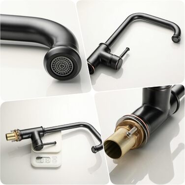 Кухонний змішувач з поворотним виливом 360°, чорний, для кухні