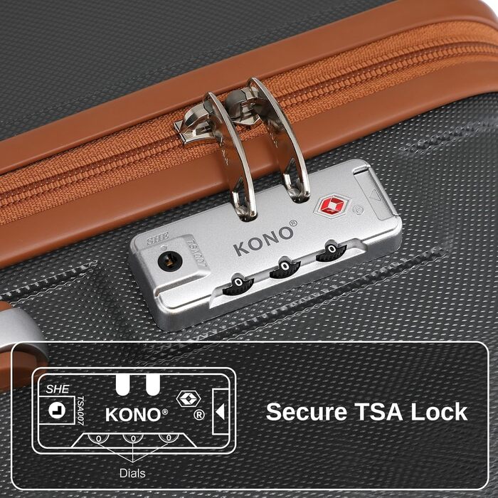 Набір валіз KONO 4 в 1: ручна валіза 55 см, косметичка, сумка для ручної поклажі, кульшова сумка (кремовий білий)