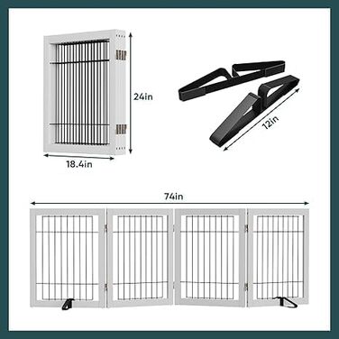 Бамбукове перегородка для тварин Semiocthome з 2 стійками, 61 см, 2 панелі. Безпечний загороджувальний забір для собак та котів, для дому та сходів.