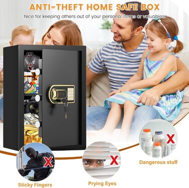 Мобільний сейф Mejasg Safe Tresor: компактний вогнестійкий сейф для дому, грошей, медикаментів та коштовностей (23x17x17 см, 65л)