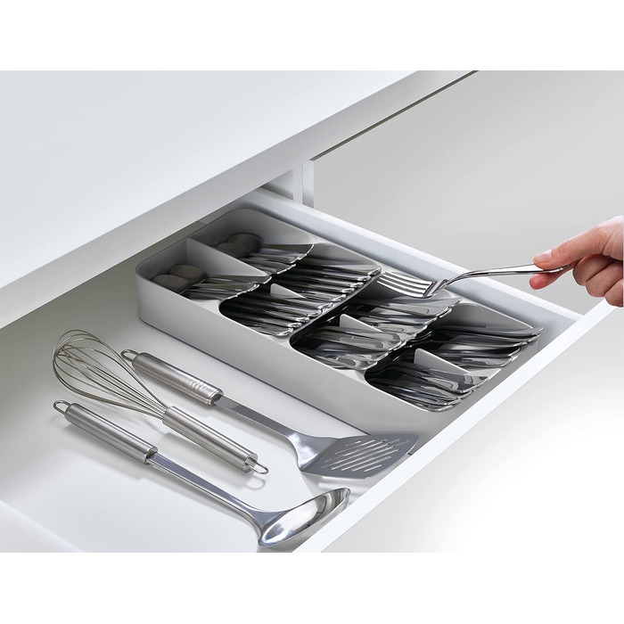Joseph Joseph Drawer Store – великий органайзер для столових приборів, 8 відділень, на 48 предметів, сірий