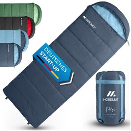 Спальний мішок-ковдра NORDMUT для дорослих, ultralight (1600г), 3-сезонний (250 GSM), з двосторонньою блискавкою YKK для кемпінгу та фестивалів, темно-синій (Marine)