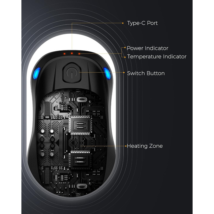 Електричні грілки для рук 2 шт. з AI-чіпами, багаторазові, з магнітним USB-підключенням, 3 режими нагріву, до 24 годин роботи, чорні - подарунок для жінок та чоловіків