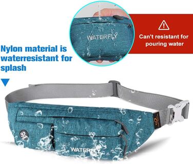 WATERFLY Поясна сумка на пояс для жінок та чоловіків: стильна сумка через плече для спорту, бігу, дресирування собак, подорожей (Peacock Blue)