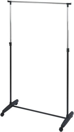 WENKO Clothes Rack, Folding, Clothes Storage with Adjustable Clothes Rail and Wheels, Plastic/Metal, 88 x 100-168 x 11-49 cm, Chrome/Grey (170 x 38 x 90 cm)