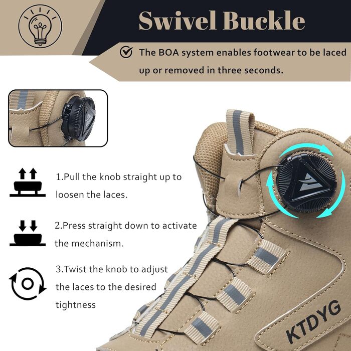 Черевики безпеки чоловічі/жіночі водонепроникні, легкі, спортивні, з металевим носком, антиковзаючі, з поворотним затвором (38 EU, Хакі)