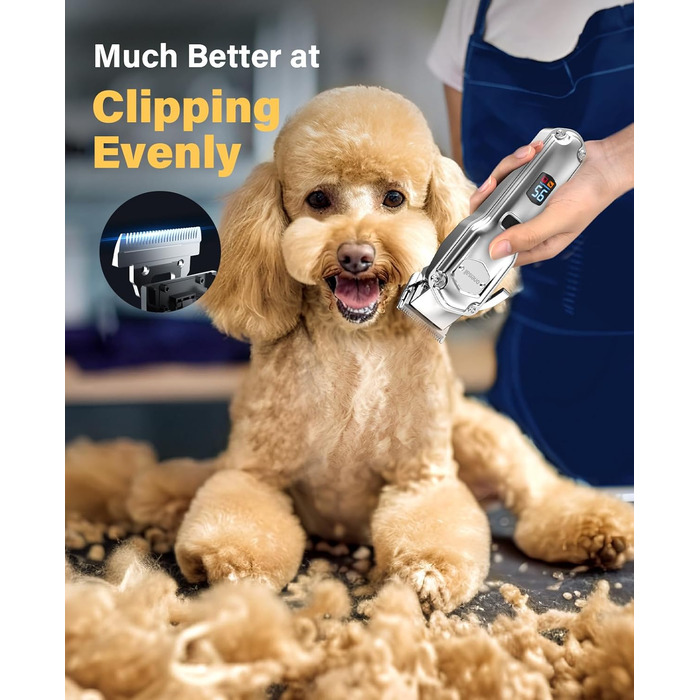 Професійна машинка для стрижки собак Oneisall 3-в-1: для густого хутра, тиха, для собак та котів, срібно-чорна