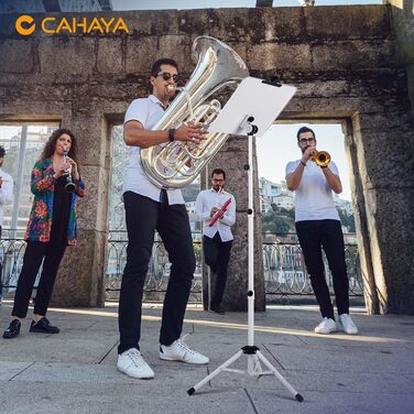 Підставка для нот CAHAYA, регульована висота 80-170 см, 2-в-1, з водонепроникним чохлом, чорний (білий)