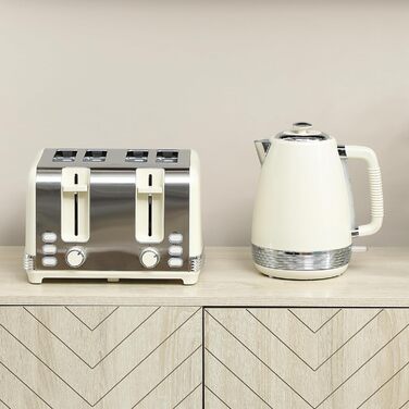 Набір HOMCOM для сніданку: чайник 1.7л та тостер на 4 скибочки з регулюванням підсмажування