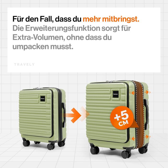 Чемодан Travely з полікарбонату, 77 см, XL, 100 л - міцний валіза з TSA замком та відділенням для ноутбука (55x40x23 см), колір: Небесно-зелений