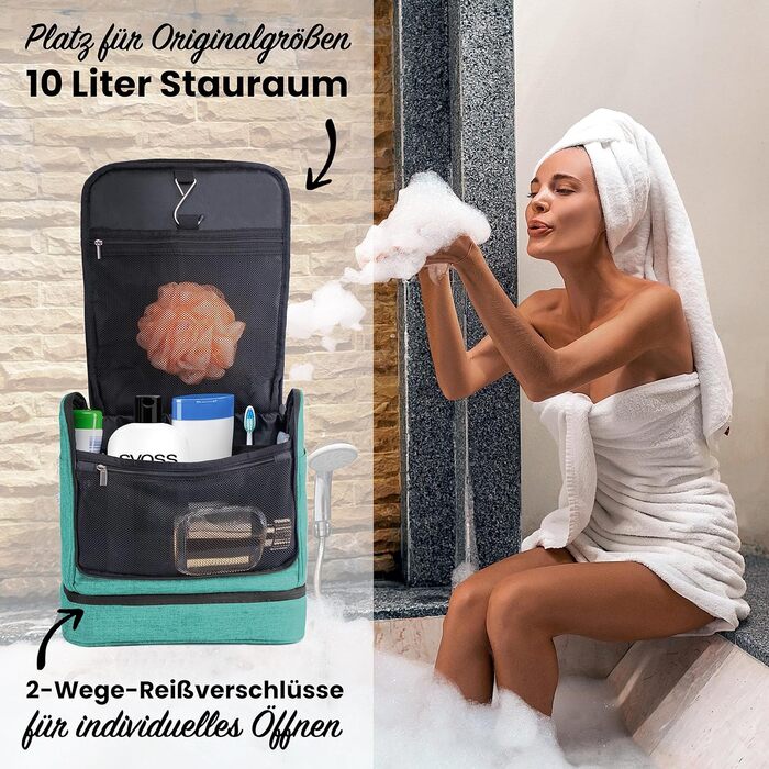 Чоловіча дорожня косметичка Delaway XXL з петлею для підвішування - преміум якість, дизайн 2025 (Турквіс, нова)