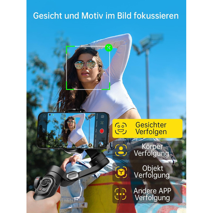 Стабілізатор для смартфона AOCHUAN 3-осьовий, складний, з фокусним колесом, для iPhone та Android, Smart XE