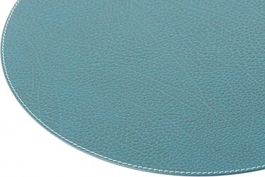 Nikalaz Placemats and Coasters made of Recycled Leather, Table Sets, 2 Piece Table Mats, Placemats 33 cm (Crocodile Embossing) (Petrol Green)