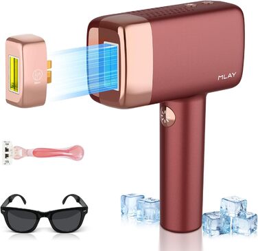 MLAY IPL пристрій для епіляції лазером: швидка та безболісна епіляція для тіла, обличчя та зони бікіні. Підходить для чоловіків та жінок. (Червоний)