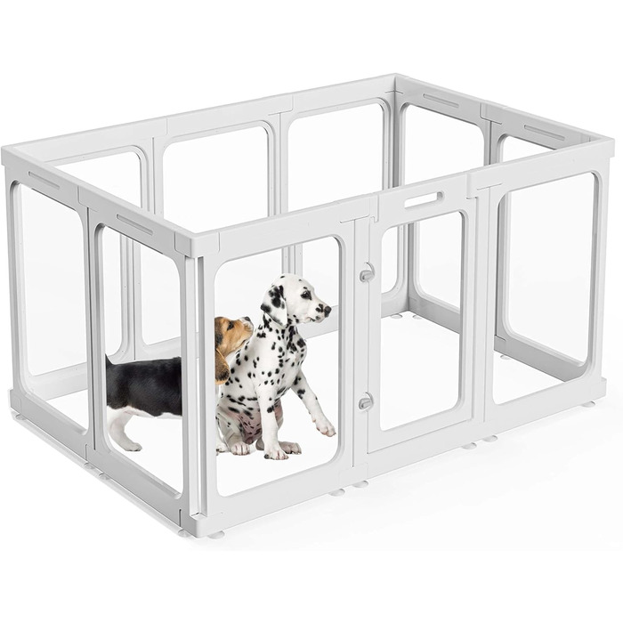 Кіяниця для цуценят SISKEYCOOC 60см з акрилового пластику, прозора, з дверцятами, для собак середніх та маленьких порід, легка у догляді, для дому (10 шт.), білий колір, 60см висота