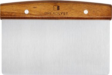 BREADLYST Преміум скребок для тіста 18 см з нержавіючої сталі з дерев'яною ручкою — професійний розділювач і нож для тіста для хліба, піци та гриля