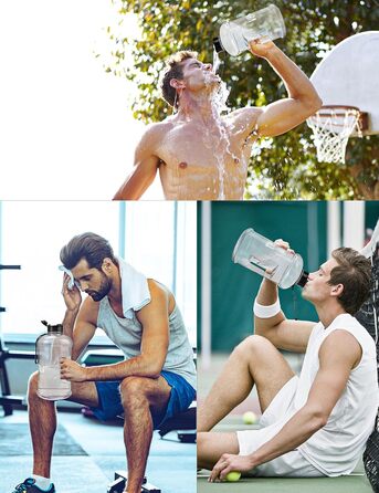 Пляшка для води 2.2л з ручкою, велика прозора, BPA-free, для спорту, туризму, фітнесу, подорожей - міцна пластикова пляшка