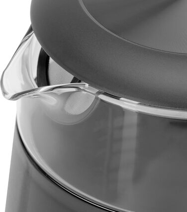 Електричний чайник Adler з регулюванням температури 2200W, 1.7L з LED-дисплеєм та сенсорною панеллю, 5 програм, функція підтримання тепла, фільтр, темно-сірий сріблястий колір