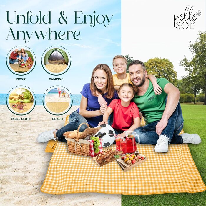 Плед для пікніка Pelle & Sol, 200x140 см, водонепроникний, з ручкою, для відпочинку на природі