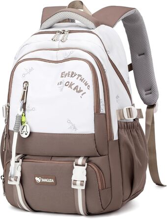 Шкільний рюкзак для підлітків, 36L, для дівчаток 3-9 класів, великий, стильний, для ноутбука 16 дюймів, підходить для валізи (колір: коричневий)