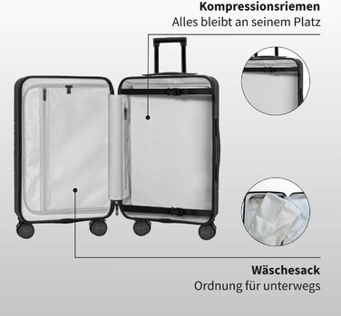 Валіза ETERNITIVE з полікарбонату та ABS: легка, з колесами 360°, з TSA-замком, для ручної поклажі, оливковий колір