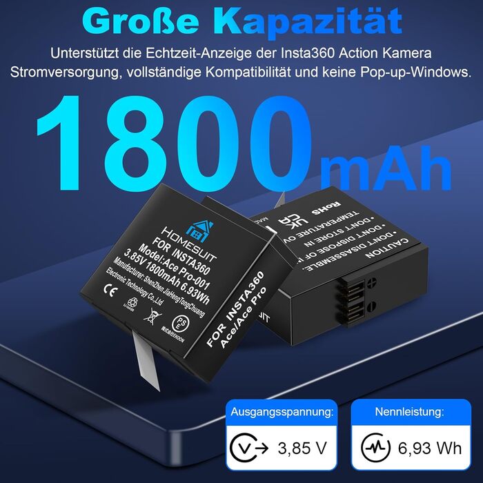 Набір акумуляторів Insta360 X5 Homesuit (3x 2850mAh + Dual-Slot LED зарядний пристрій) + Micro SD картки
