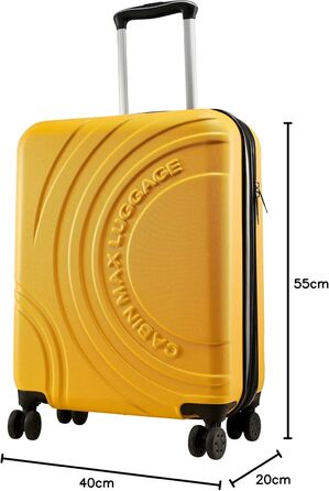 Ручний багаж Cabin Max Anode – валіза, жорсткий корпус, 4 колеса, кодовий замок (55x40x20 см, жовтий)