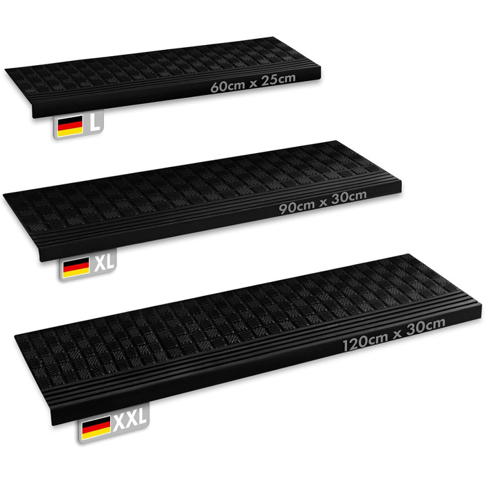 Гумові килимки на сходи KARAT - набір 5 шт. Антиковзкі, для вулиці, 30x120 см