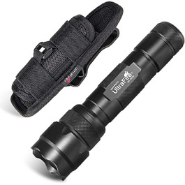 Ліхтарик UltraFire WF-502B LED 1000 люмен з кобурою, тактичний ручний міні-ліхтар з тримачем, 360° обертовий кліпса на ремінь