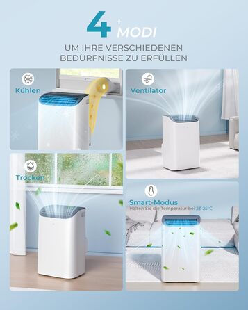 Мобільний кондиціонер 9000 BTU з вихідним шлангом | 4-в-1 | Тиха робота <48 dB | Digital display + пульт | Комплект для встановлення у вікно | Таймер 24h | Для приміщень до 25 м² (12000 BTU)