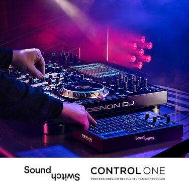 SoundSwitch Control One – Професійний контролер освітлення DMX для DJ з 3 місяцями доступу до програмного забезпечення SoundSwitch, підтримка DMX та Phillips Hue. Чорний колір