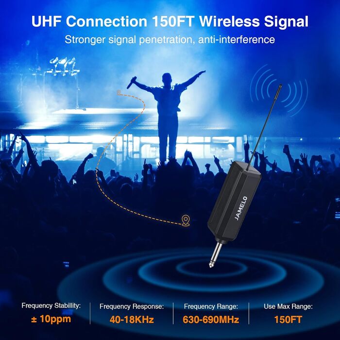 JAMELO Бездротові мікрофони: комплект з 2 шт. UHF, професійні для караоке, співу, церкви, весілля, зустрічей