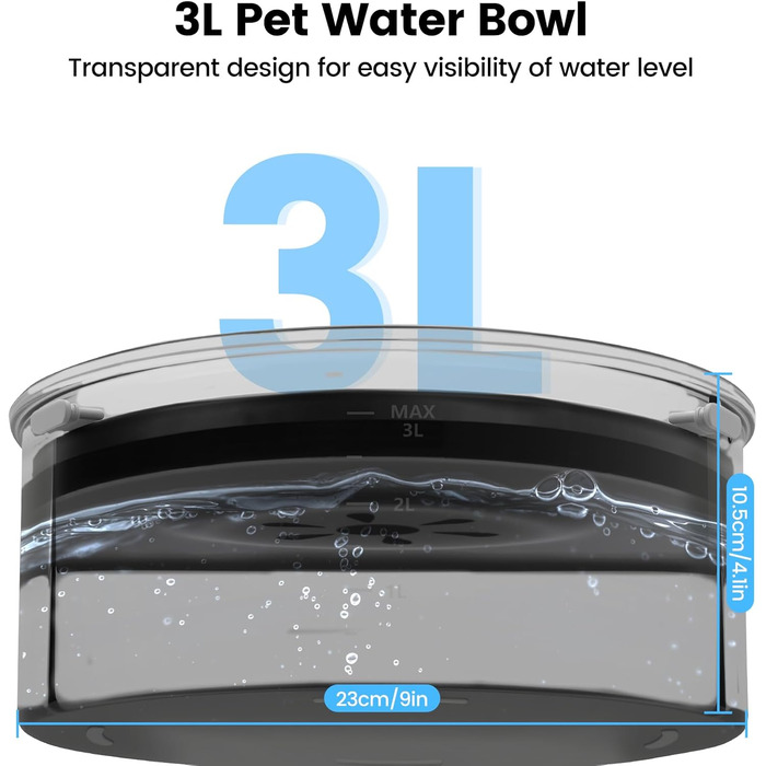 Миска для собак PETTOM 3L без облизування, анти-облизування, велика, витокостійка, чорна