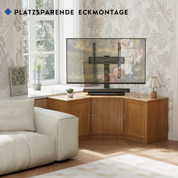 Підставка для телевізора Bontec, регульована по висоті, для LCD, LED, OLED (24-60 дюймів), VESA 400x400 мм, 45 кг, скло, кабелеуправління, чорний