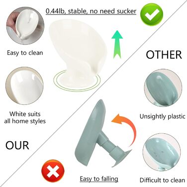 Керамічна мильниця Umlaca з самостійним осушенням, у формі листка, вінтажний дизайн, для кухні, ванної кімнати, душу, білий мармур