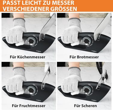 Точилка для ножів Longzon 5-в-1 з регулюванням, антиковзаючі рукавички, для сталі та зубчастих ножів