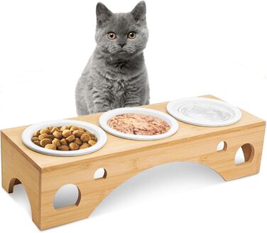 Набір мисок для котів та собак Cinnani: 3 шт. з бамбукової підставки та силіконового покриття