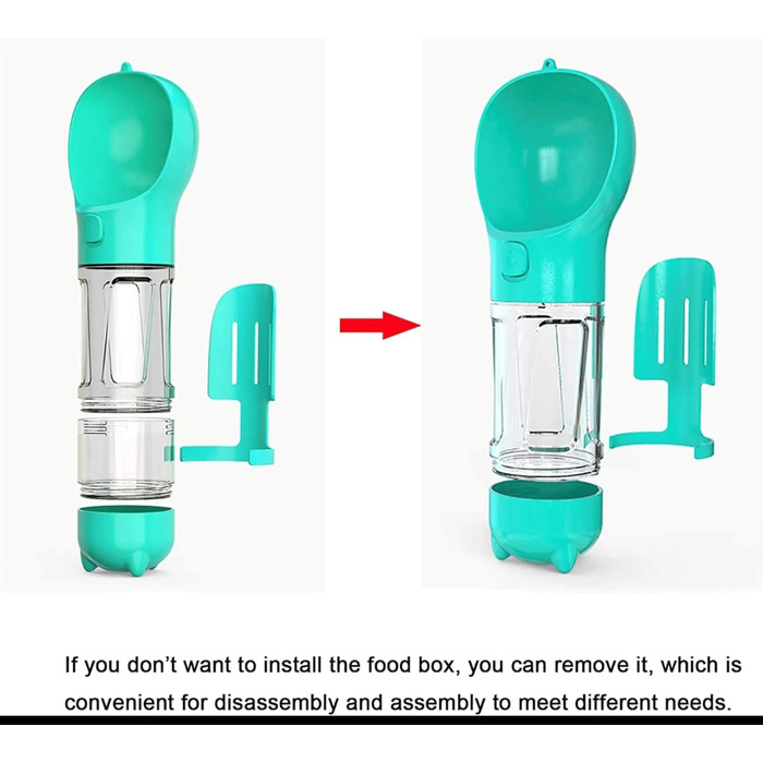 Подорожній набір для собак: миска, пляшка та диспенсер для корму (350 мл, блакитний)