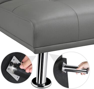 Yaheetech 3-Seater Convertible Sofa Bed with Cup Holders and Reclining Backrest