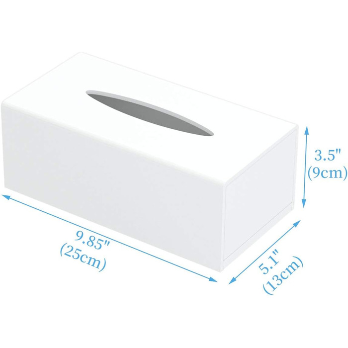 HIIMIEI Cosmetic Tissue Box, 25.0x13.0x9.0 cm Acrylic Tissue Box | Tissue Box with Magnetic Cover for Dining Room Bathroom Bedroom Car Office - White