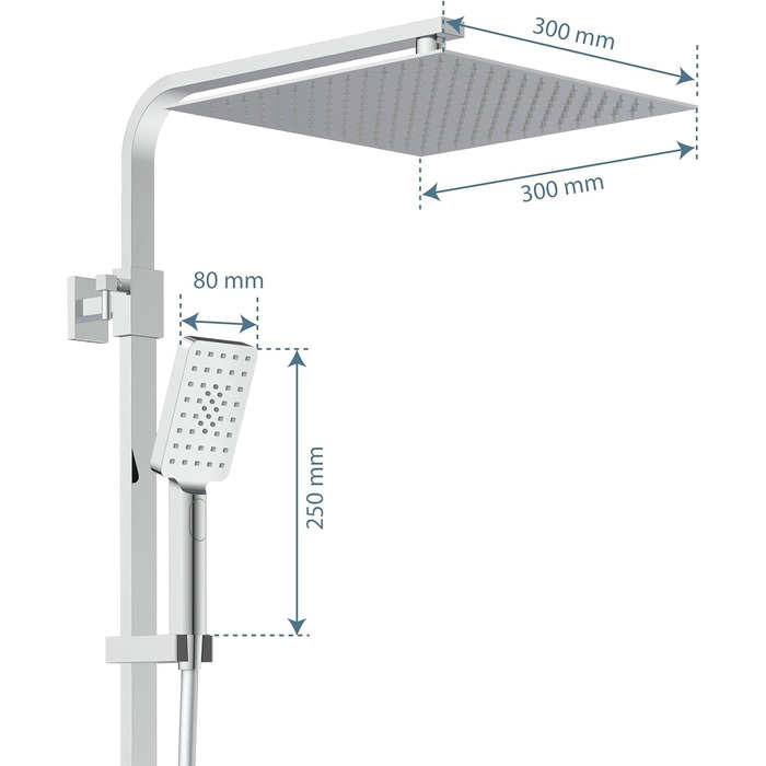 SCHÜTTE Hand Shower SAMOA RAIN | Jet Stream Technology | Showerhead with over 300 nozzles | 3 adjustable spray patterns | Anti-limescale showerhead for the shower | White (Chrome/White)