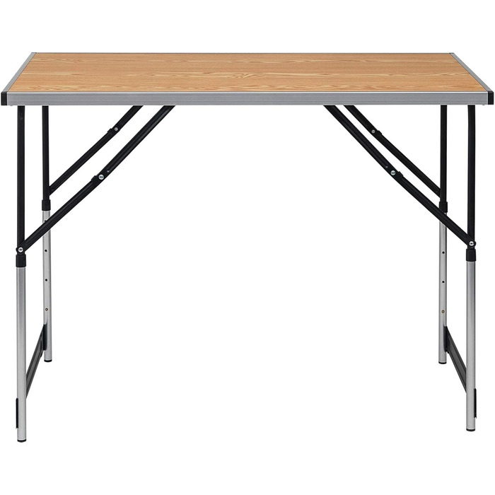 Складний алюмінієвий стіл для кемпінгу eSituro з регульованою висотою 100x60x73-94 см, стільниця MDF під дуб